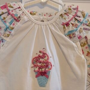 White Ice Cream Top And Short Set. New With Tags, Size 2.